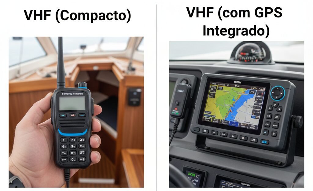 VHF (Compacto) vs VHF (com GPS Integrado):