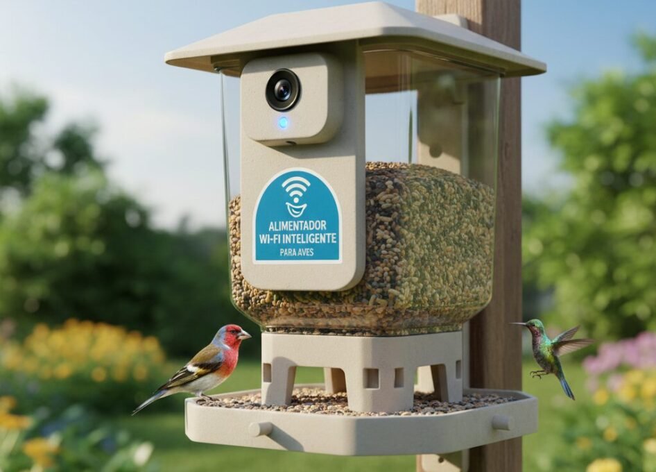 Alimentador com Wi Fi para Aves